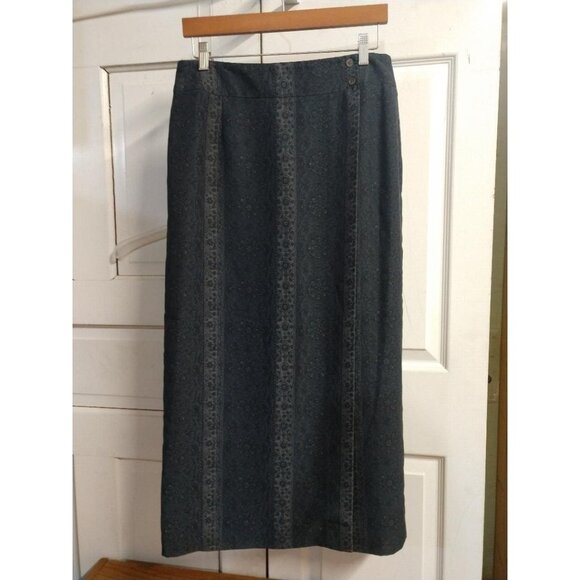 Liz Claiborne Black & Gray Floral Print Maxi Skirt Size 12 - Picture 2 of 9